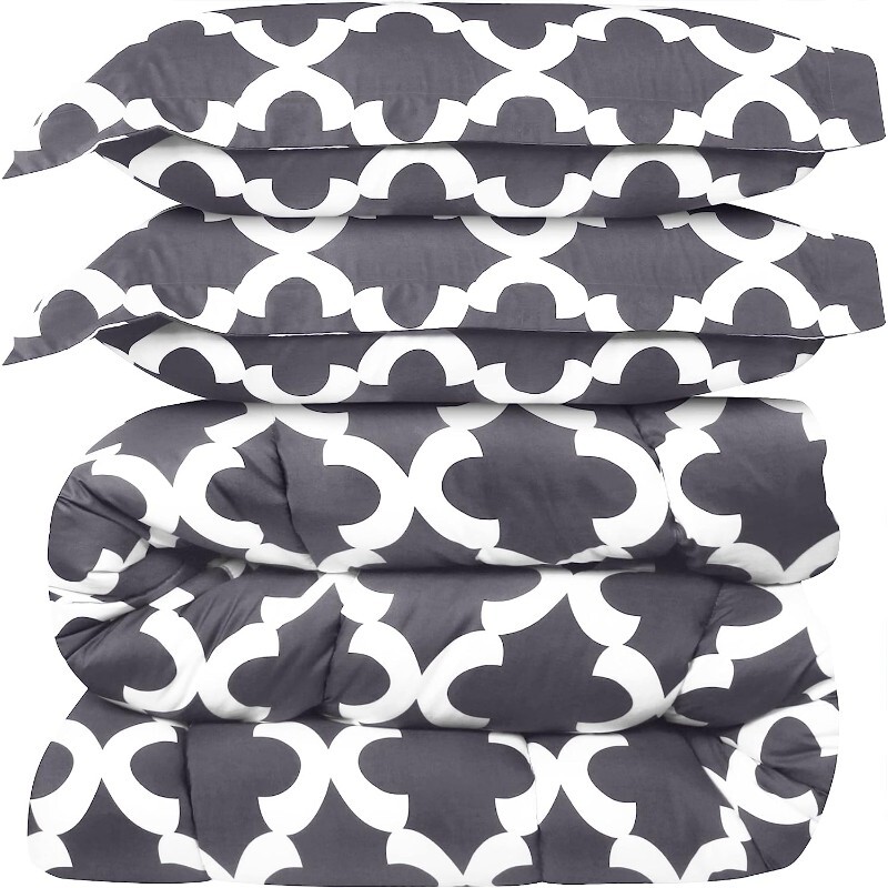 

Комплект двуспального постельного белья Utopia Bedding Queen, 3 предмета, белый/серый