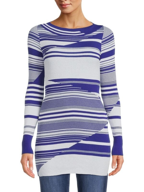 

Мини-платье Missoni полосатое облегающее из смесовой шерсти, белый/синий