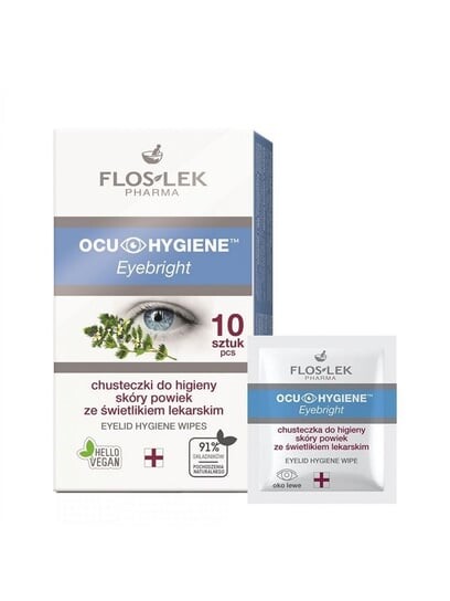 

Салфетки для гигиены век с просветом, 1 упаковка. 10 шт. Flos Lek Pharma Ocu Hygiene Eyebright, FLOS-LEK