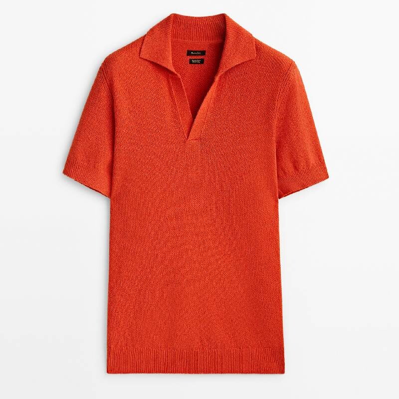 

Поло Massimo Dutti Textured Short, оранжевый