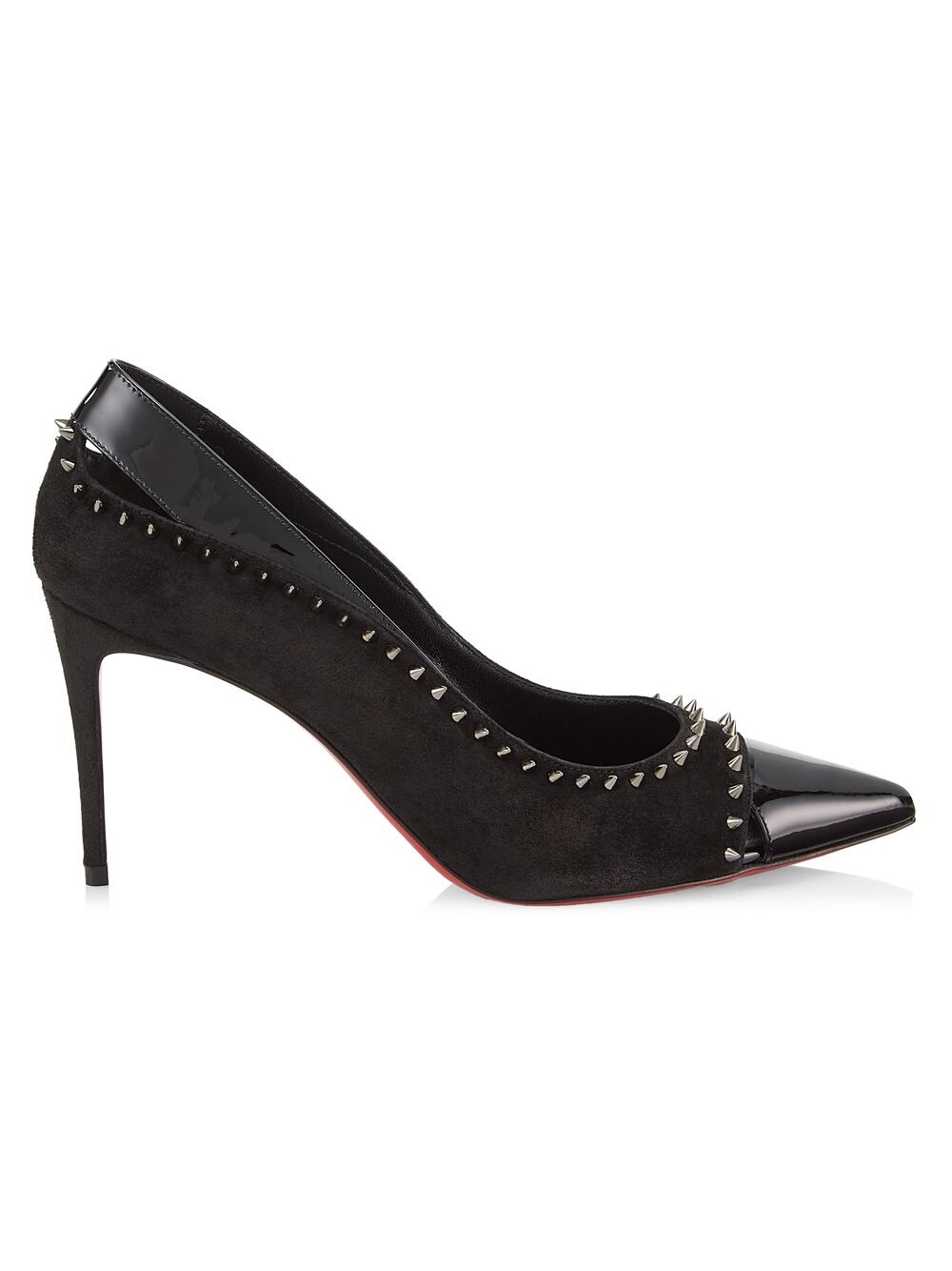 

Туфли-лодочки Duvette Spikes 85 из лакированной кожи и замши Christian Louboutin, черный