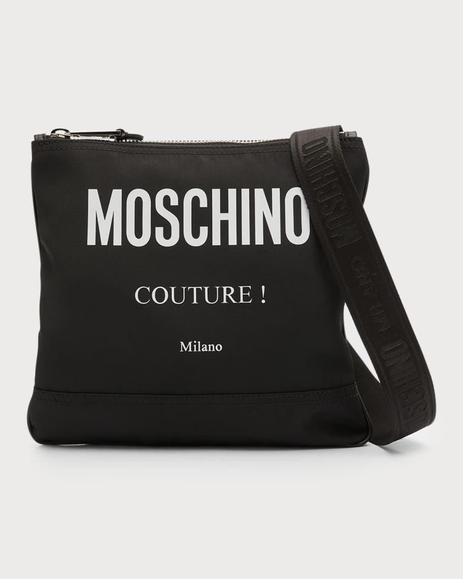 

Мужская холщовая сумка через плечо с логотипом Moschino