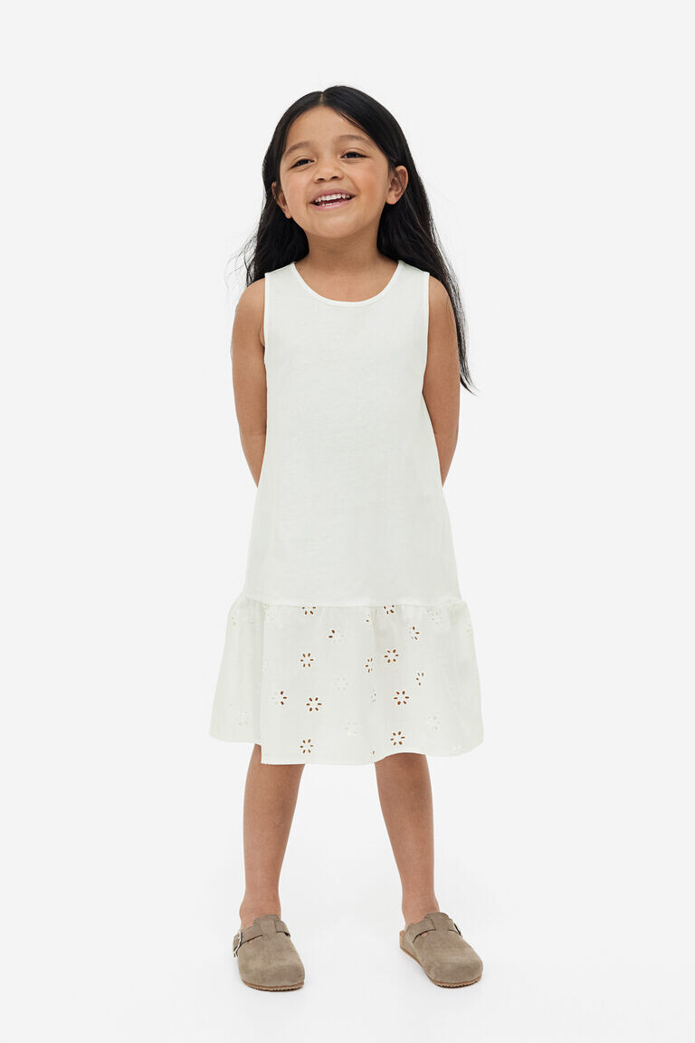 

Хлопковое платье а-силуэта H&M, белый