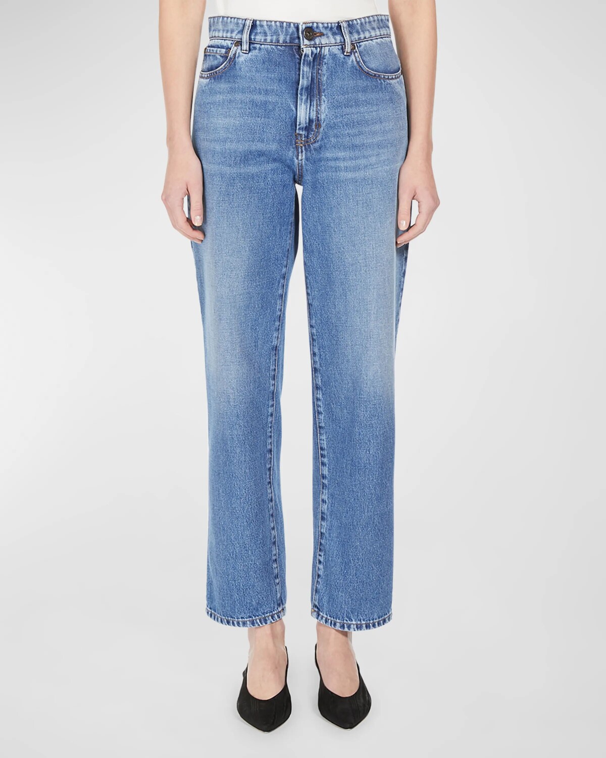 

Укороченные джинсовые брюки прямого кроя Loris Weekend Max Mara, цвет Navy
