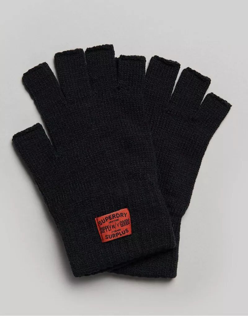 Черные трикотажные перчатки Superdry Workwear перчатки трикотажные супер люкс с пвх черные 24 размер