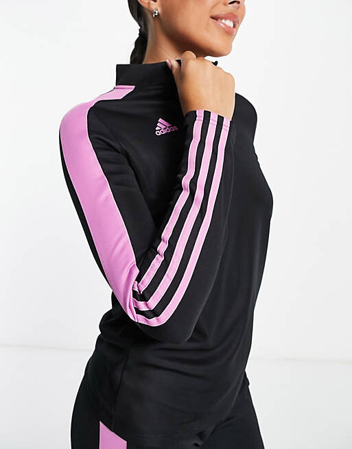 

Длинный черный и розовый свитшот с молнией 1/4 adidas Football Tiro