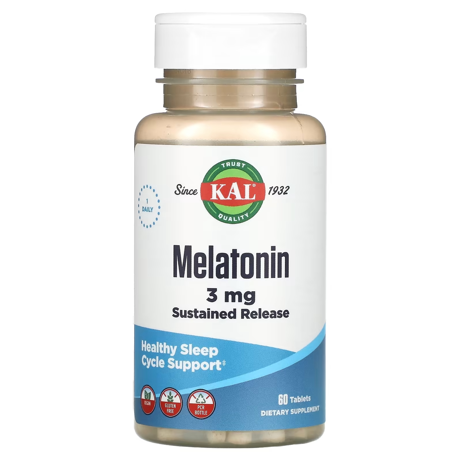 KAL Мелатонин SR с витамином B6 3 мг, 60 таблеток kal мелатонин sr с витамином b6 3 мг 60 таблеток