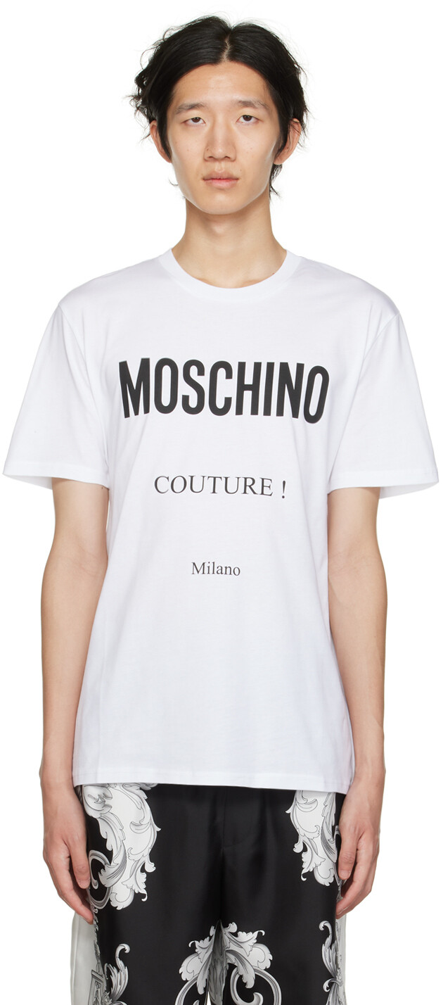 

Белая футболка с принтом Moschino, Белый