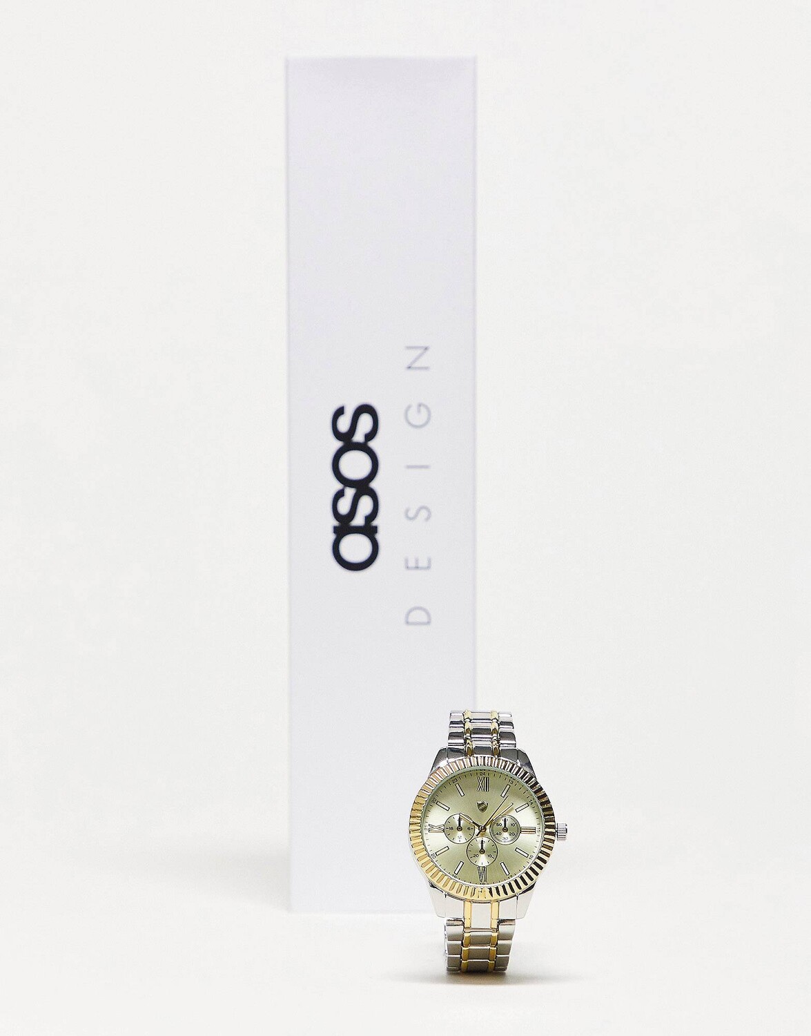 

Часы-браслет ASOS DESIGN с золотым циферблатом серебристого оттенка