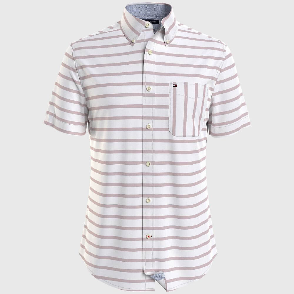 

Рубашка Tommy Hilfiger Regular Fit Horizontal Stripe Short-sleeve, белый/бежевый