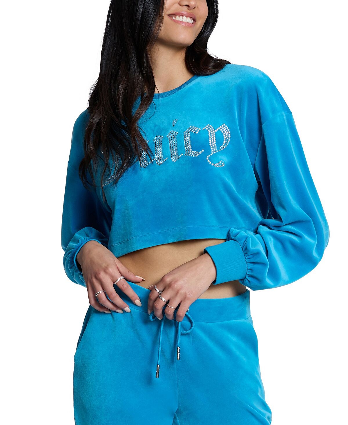 

Женская укороченная толстовка с логотипом Juicy Couture, бирюзовый