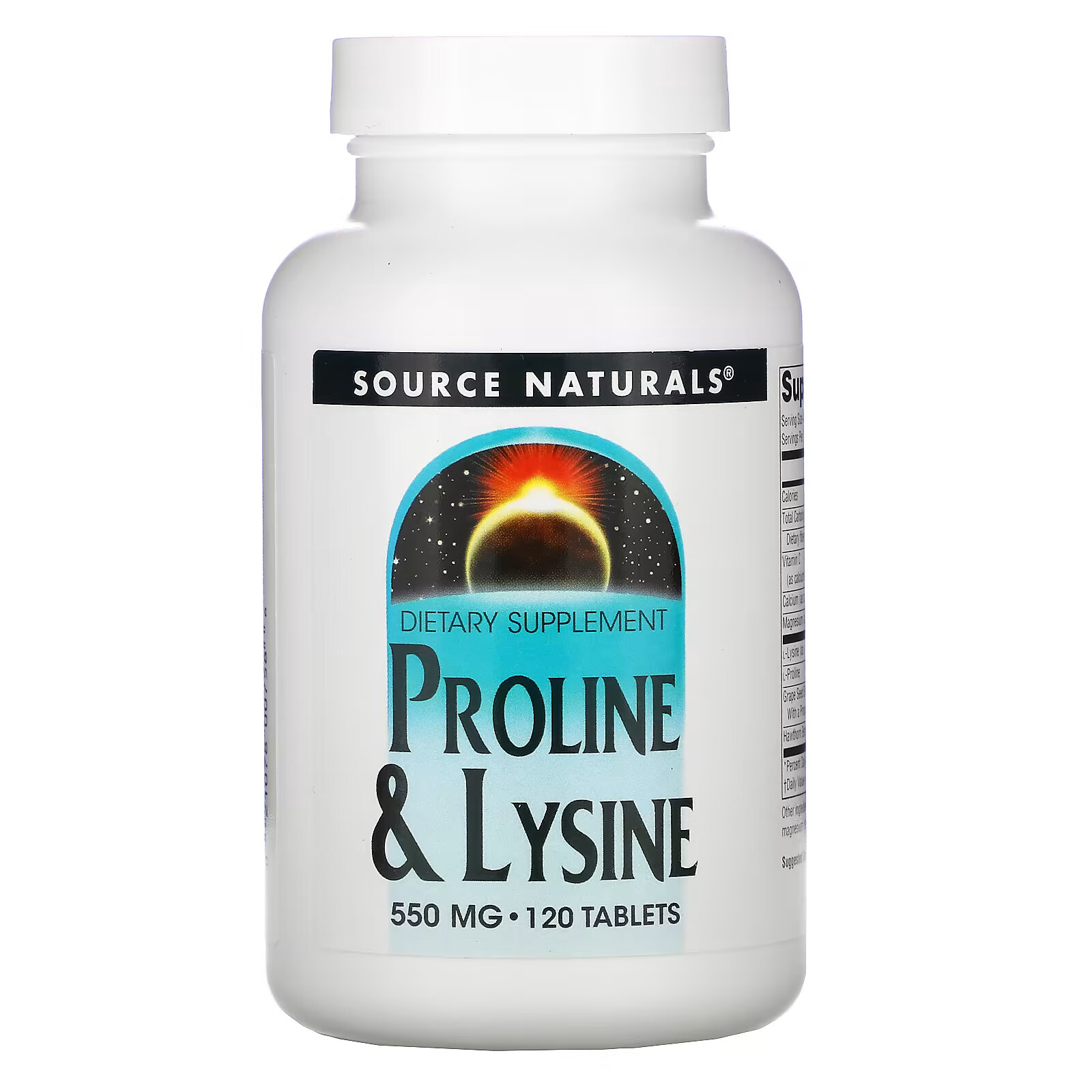 цена Source Naturals, L-пролин и L-лизин, 550 мг, 120 таблеток