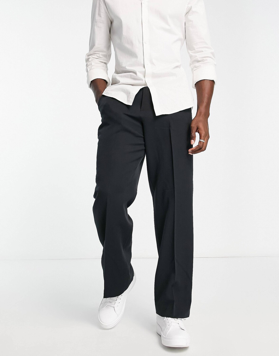 

Черные элегантные брюки широкого кроя ASOS DESIGN, Черный
