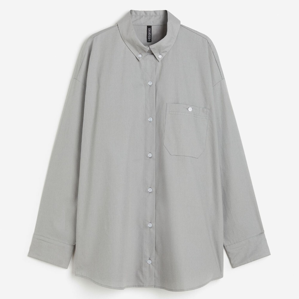 

Рубашка H&M Oversized Poplin, серый