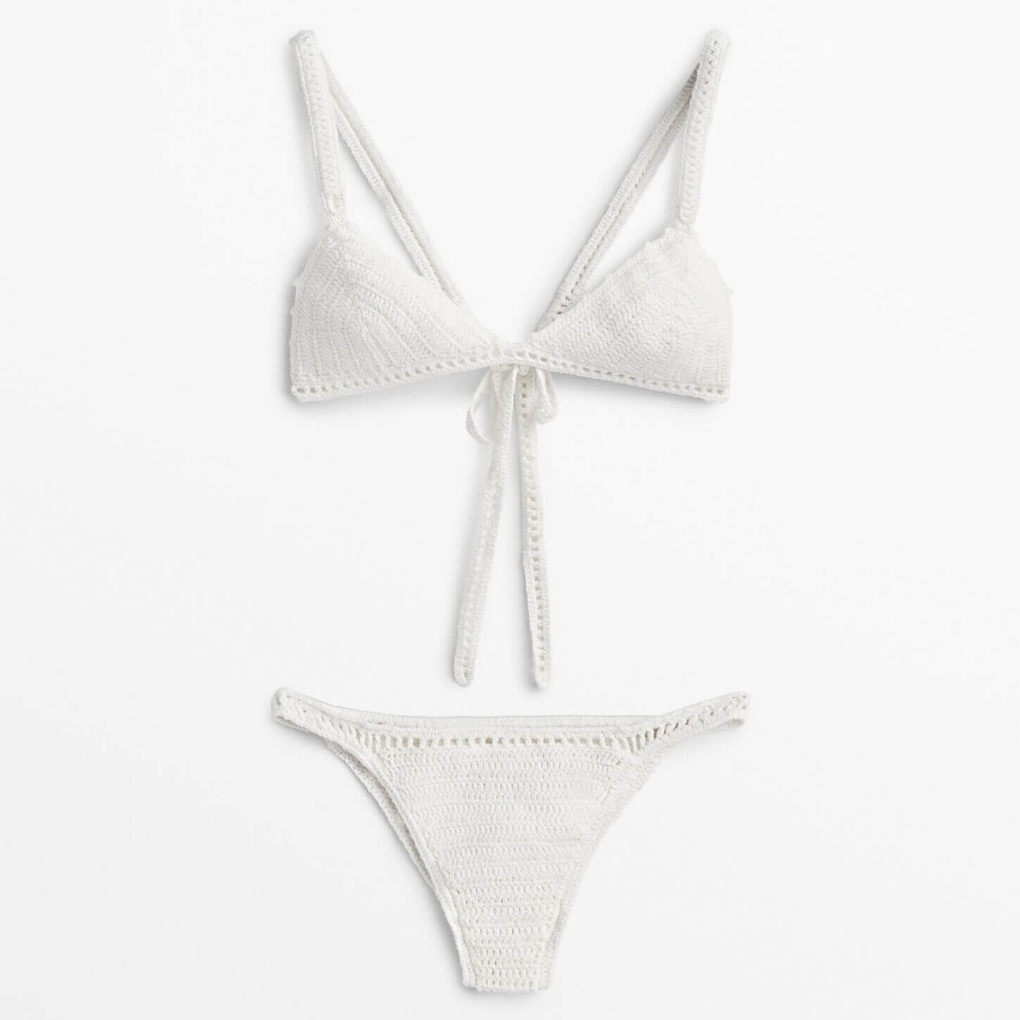 

Купальник Massimo Dutti Crochet Knit Bikini, кремовый