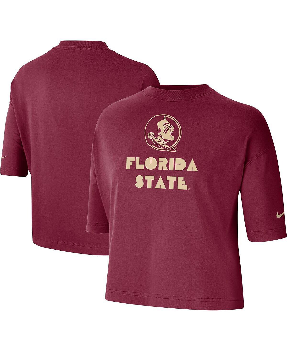 

Женская футболка garnet florida state seminoles crop performance Nike, Коричневый