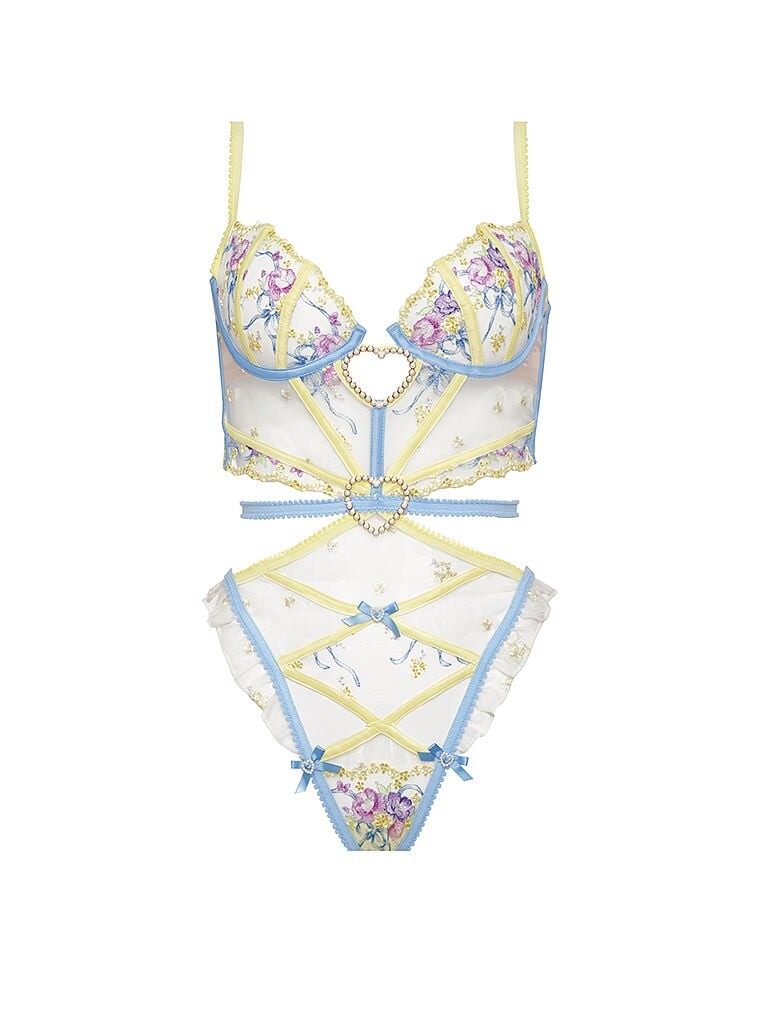

Боди For Love & Lemons Lavender Meadows Embroidery Teddy, желтый/мультиколор