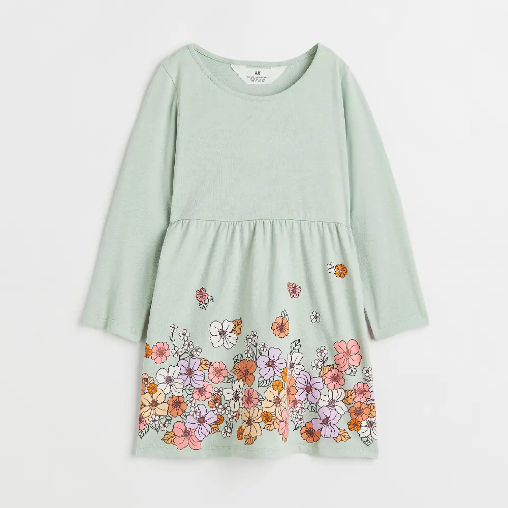 

Платье H&M Kids Cotton Jersey Flowers, светло-зеленый