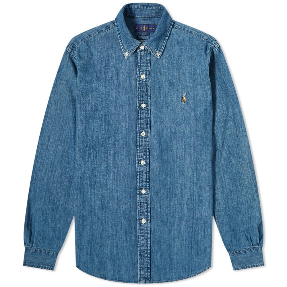 

Рубашка Polo Ralph Lauren Slim Fit Button Down Denim, синий