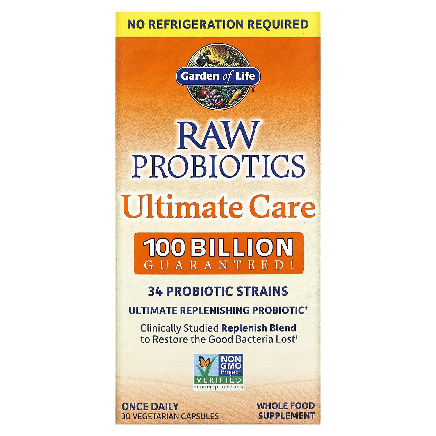 

Garden of Life, RAW Probiotics Ultimate Care, 30 вегетарианских капсул