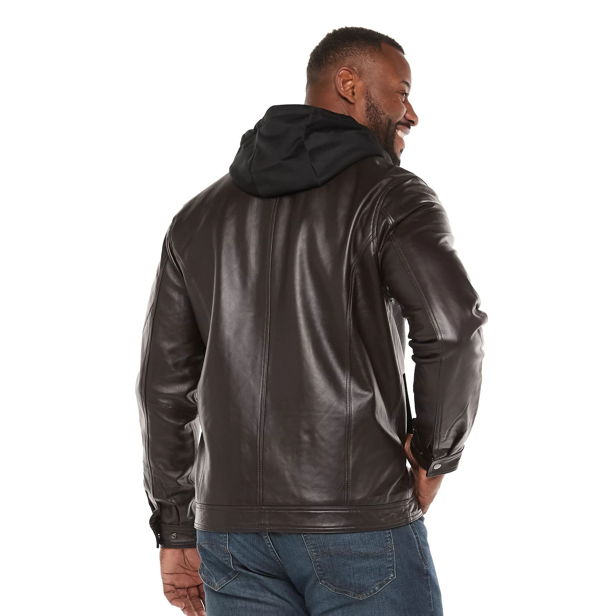 Винтажная кожаная кожаная куртка-гонщик Big & Tall Vintage Leather, черный