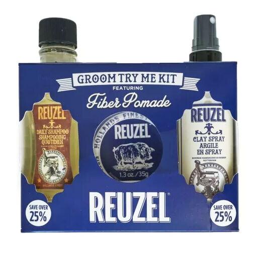 

Reuzel Try Me Kit Fiber набор: шампунь для волос, 100 мл + волокнистая помада, 35 г + текстурирующий спрей, 100 мл