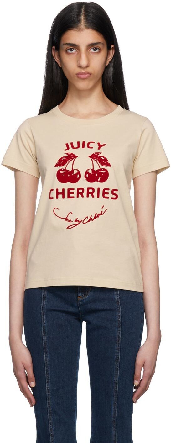 

Бежевая футболка 'Juicy Cherries' See by Chloé