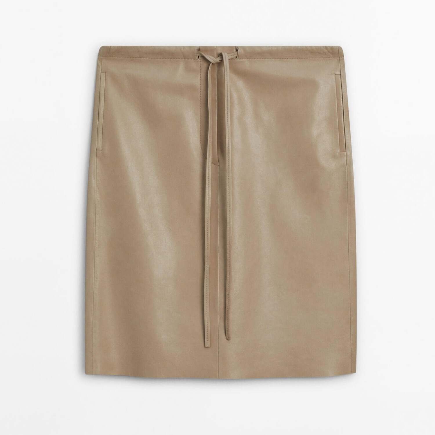 

Юбка Massimo Dutti Nappa Leather Jogger, бежевый