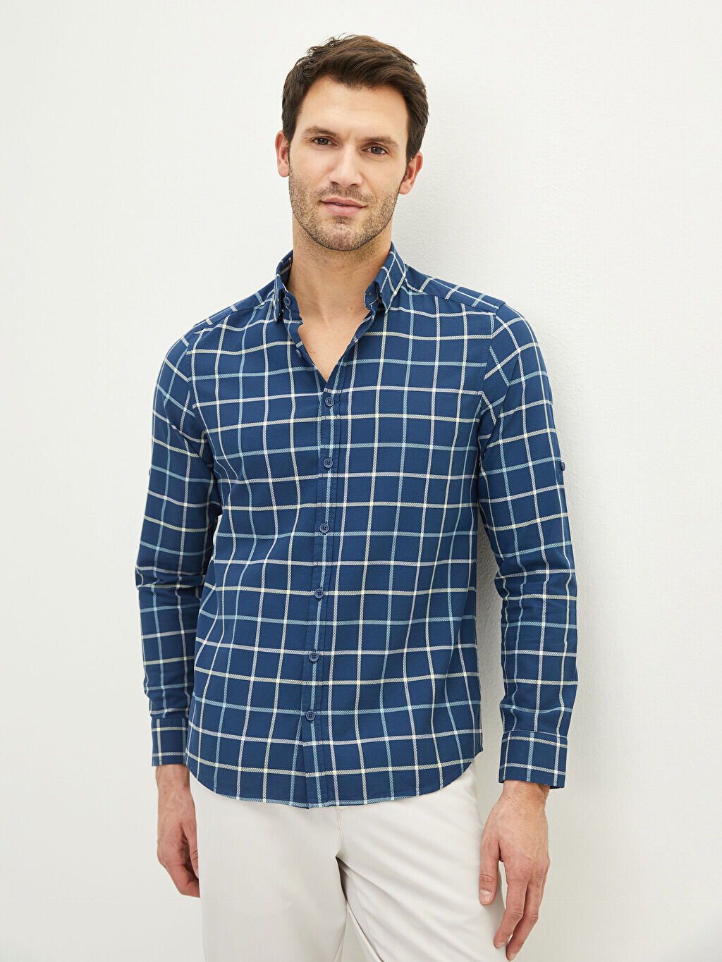 

Slim Fit с длинным рукавом клетчатая мужская рубашка LCWAIKIKI Classic