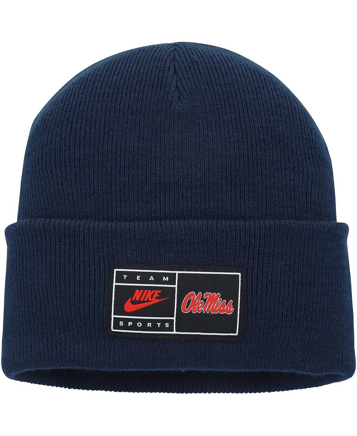 

Мужская темно-синяя вязаная шапка с манжетами Ole Miss Rebels Nike