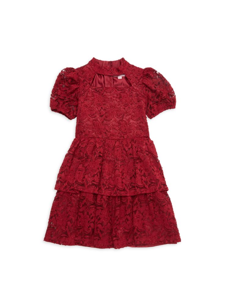 Блестящее кружевное платье для маленькой девочки Bcbgirls, цвет Brick Red