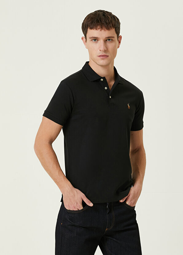 

Черная футболка с воротником-поло Polo Ralph Lauren, Черный