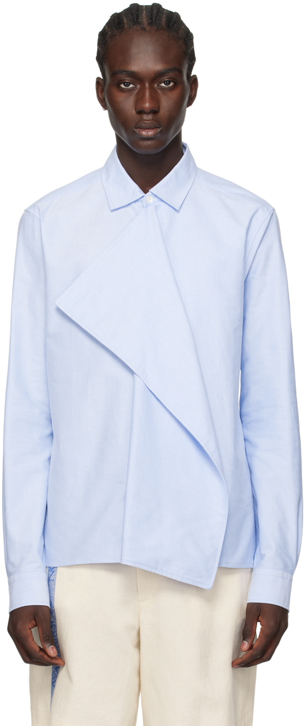 Синяя рубашка с драпировкой спереди Jw Anderson