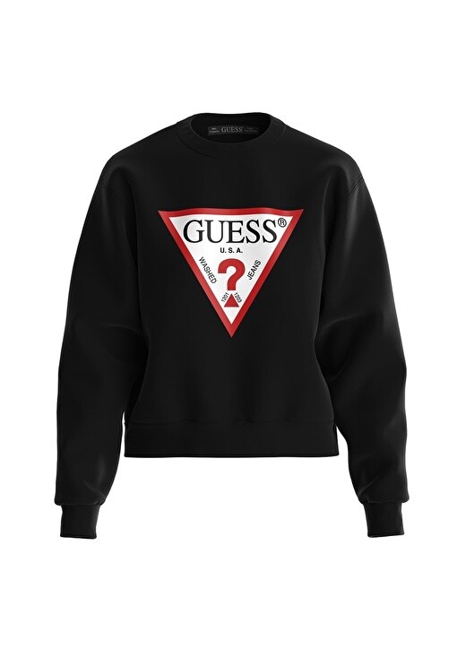 Черная женская толстовка с круглым вырезом Guess