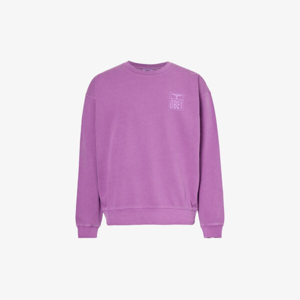 

Толстовка из смесового хлопка с фирменным принтом icon Obey, цвет pigment dewberry