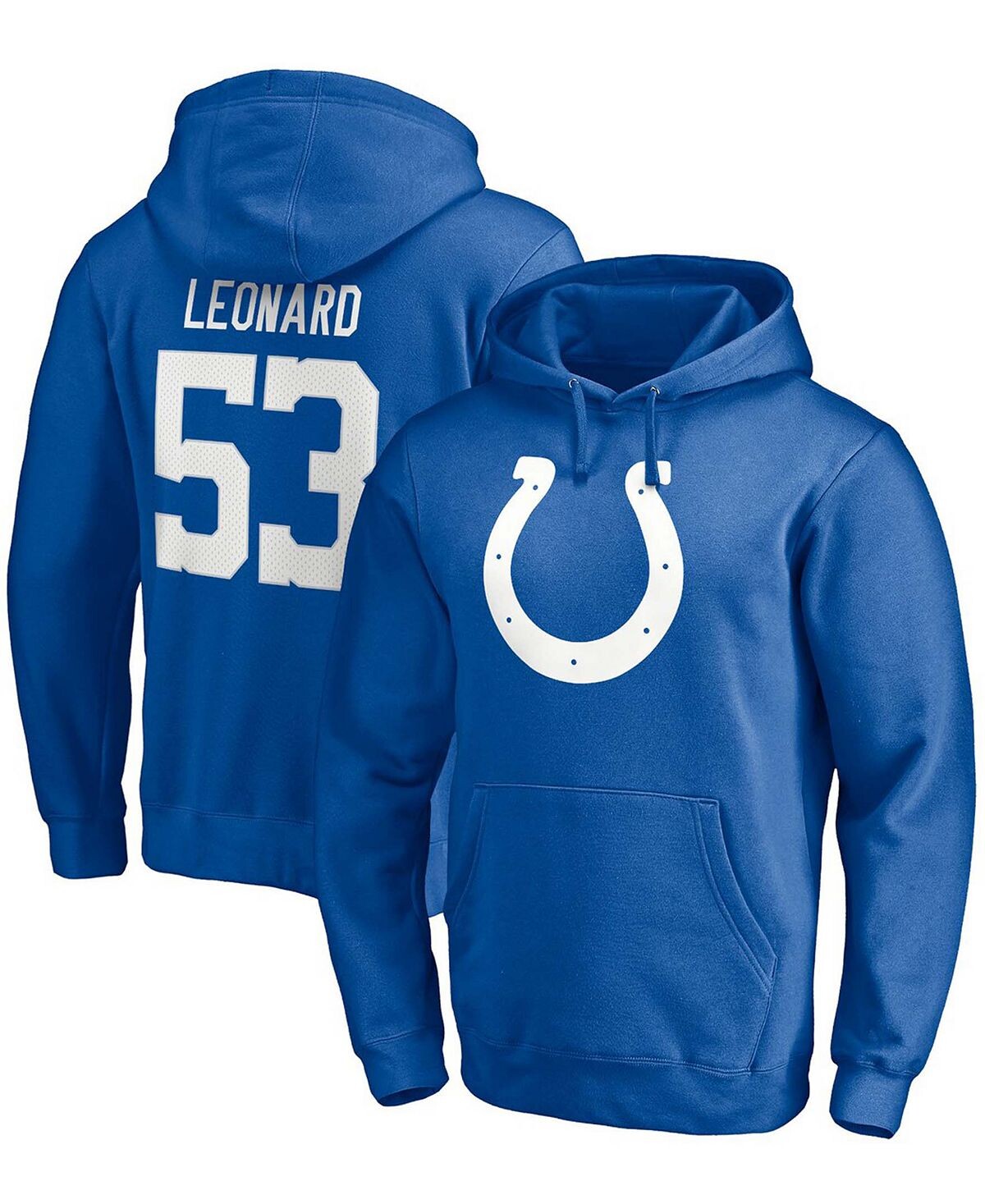 Мужской пуловер с капюшоном Darius Leonard Royal Indianapolis Colts Player Icon с именем и номером Fanatics youth s stitch indianapolis american football jersey taylor nelson leonard manning pittman hilton rivers customized fans jerseys