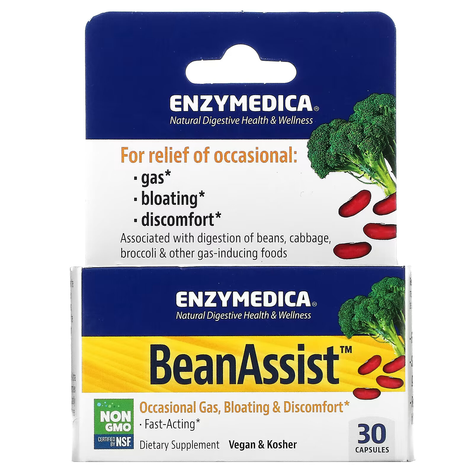 Enzymedica, BeanAssist, 30 капсул enzymedica перистальтика кишечника транспорт для поддержки пищеварения 30 капсул