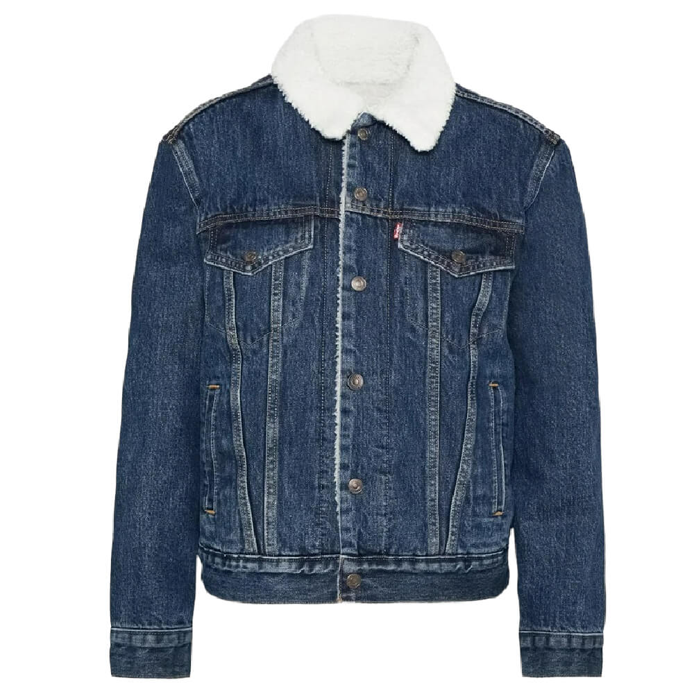 Куртка джинсовая Levi's Trucker с мехом, темно-синий цена и фото
