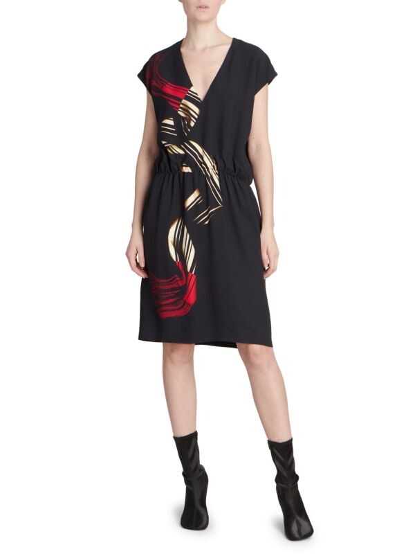 

Платье Dries Van Noten с абстрактным принтом, черный