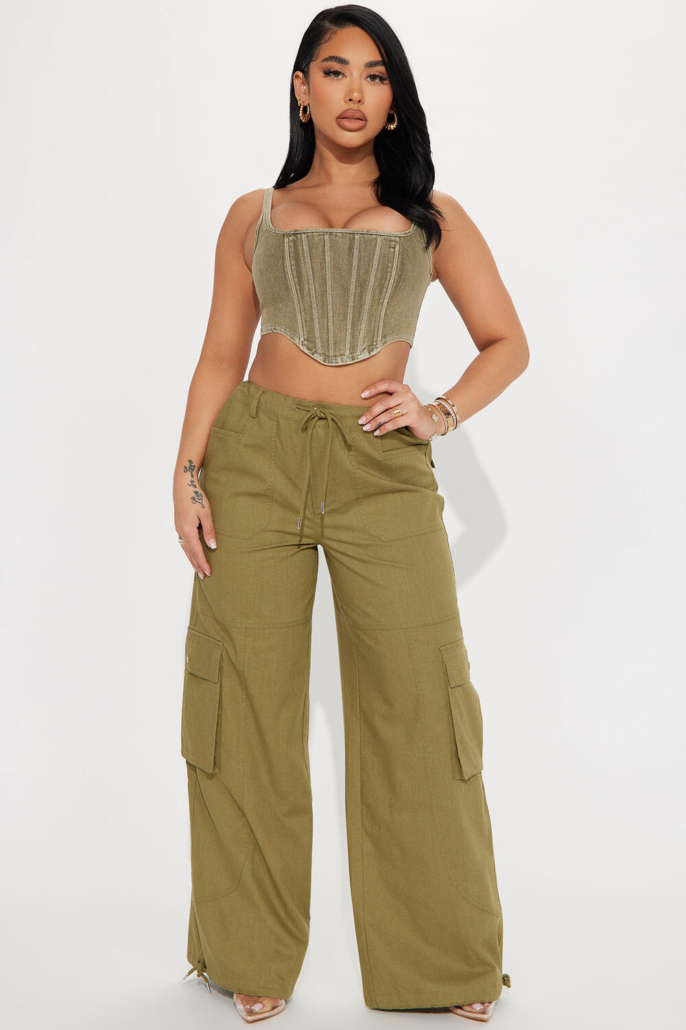 

Брюки карго Fashion Nova ZDNT310018, оливковый