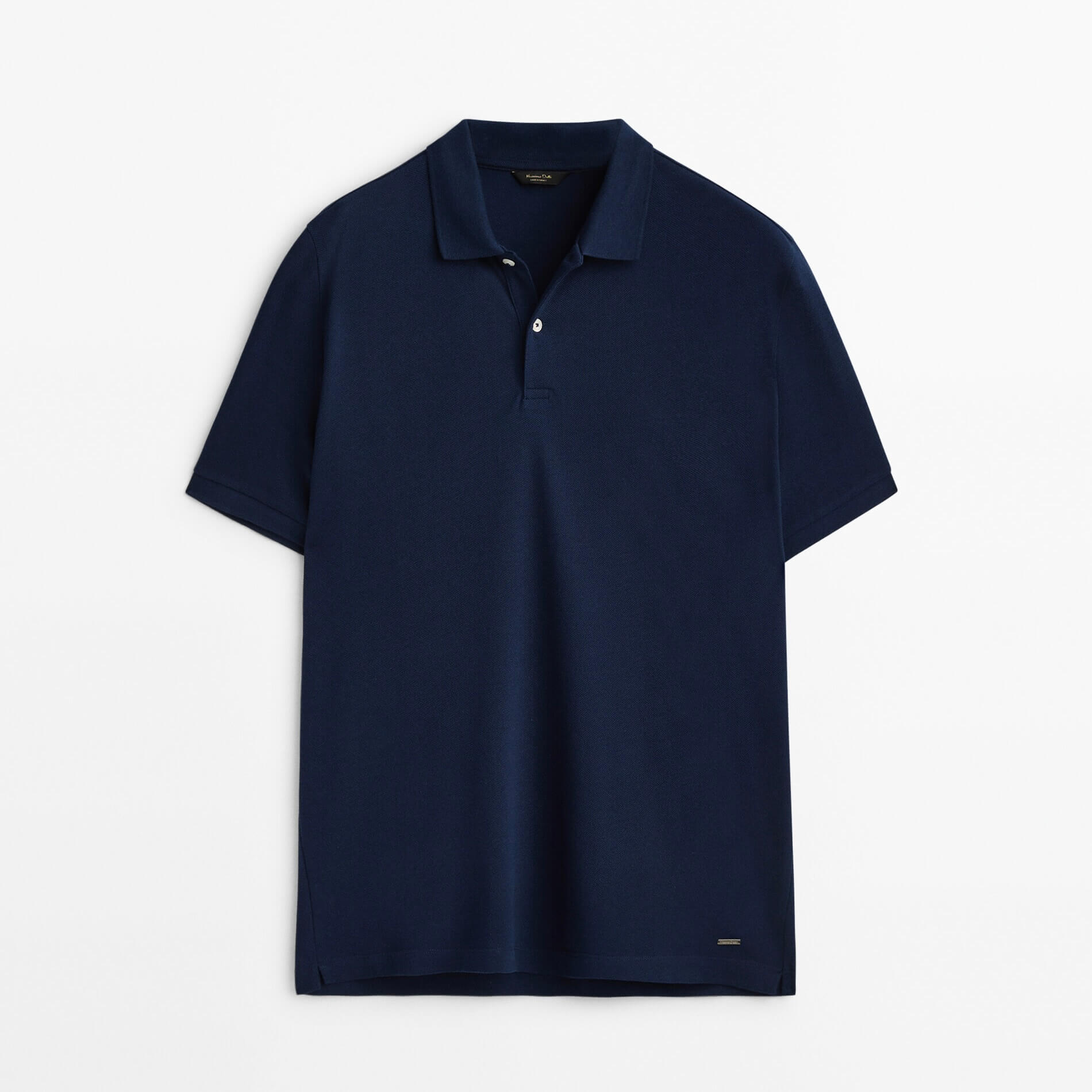 однотонная рубашка поло из тяжелого пике с заклепками premier черный Футболка-поло Massimo Dutti Pique 100% Cotton, цвет индиго