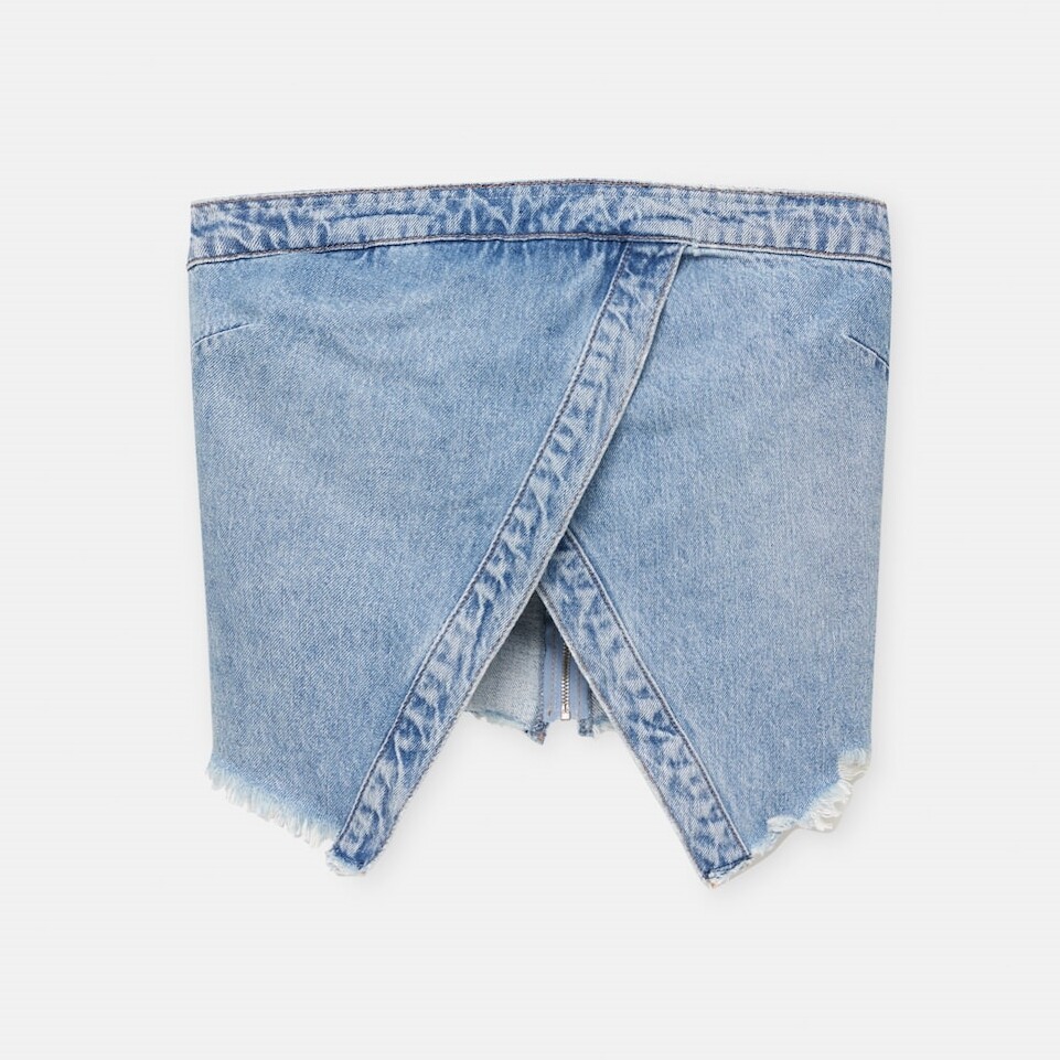 

Топ Pull&Bear Denim Corset, голубой