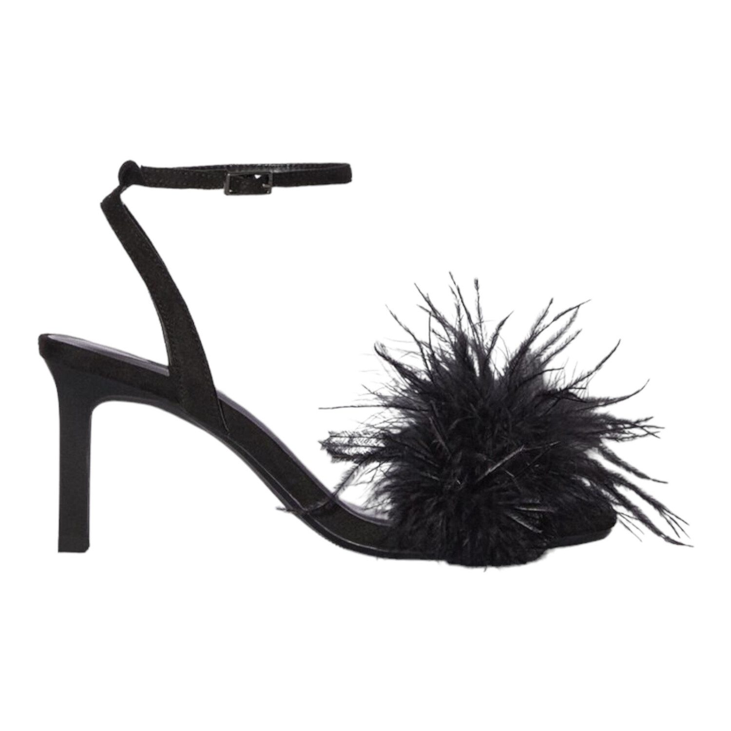 

Сандалии Bershka High Heel With Feathers, черный