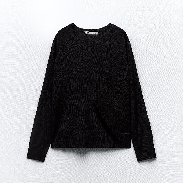 Свитер Zara Plain Fine Knit, черный платье zara plain knit fitted midi зеленый