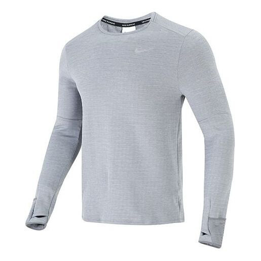 

Футболка Nike Nk TF Turf Rpl Elmnt Crew Solid Color Training Sports Round Neck Long Sleeves Gray, Серый