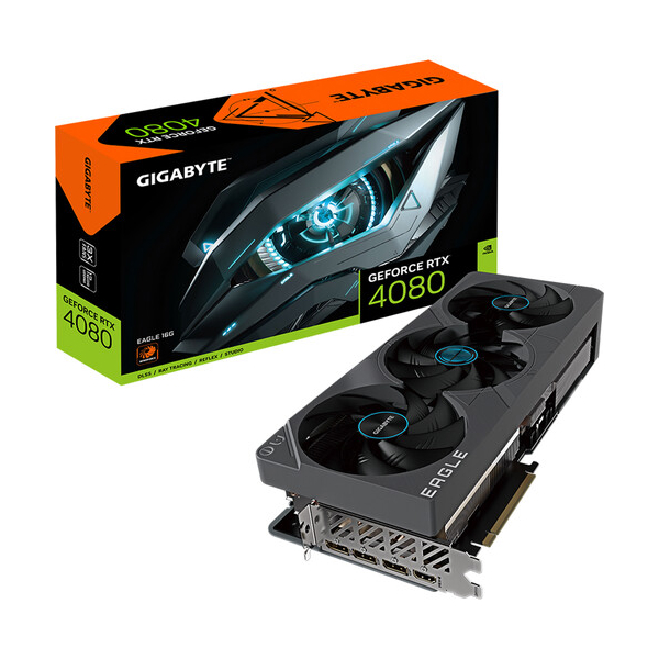 Видеокарта GIGABYTE GeForce RTX 4080 Eagle, 16ГБ, GV-N4080EAGLE-16GD, серый - фото