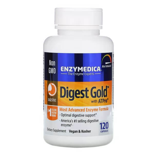 Ферменты Digest Gold с ATPro 120 капсул, Enzymedica enzymedica digest gold с atpro добавка с пищеварительными ферментами 90 капсул