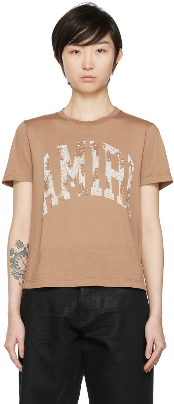 

Светло-коричневая студенческая футболка AMIRI