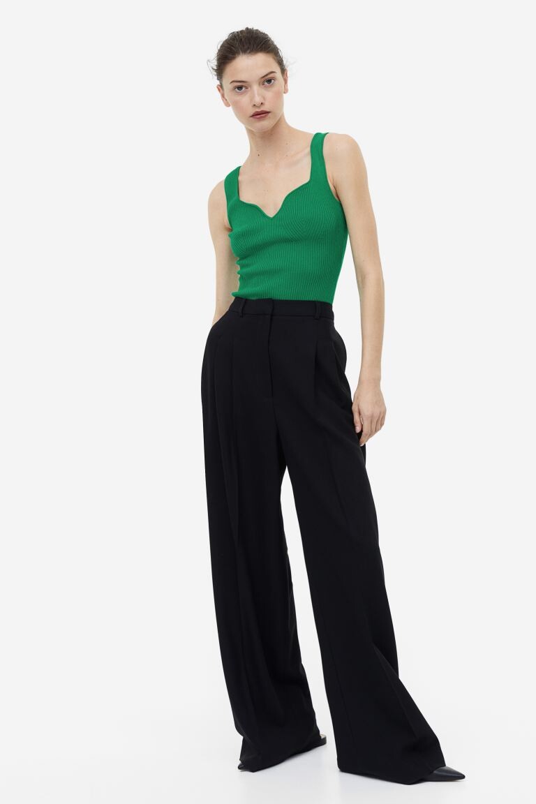 

Трикотажная майка в рубчик H&M, зеленый