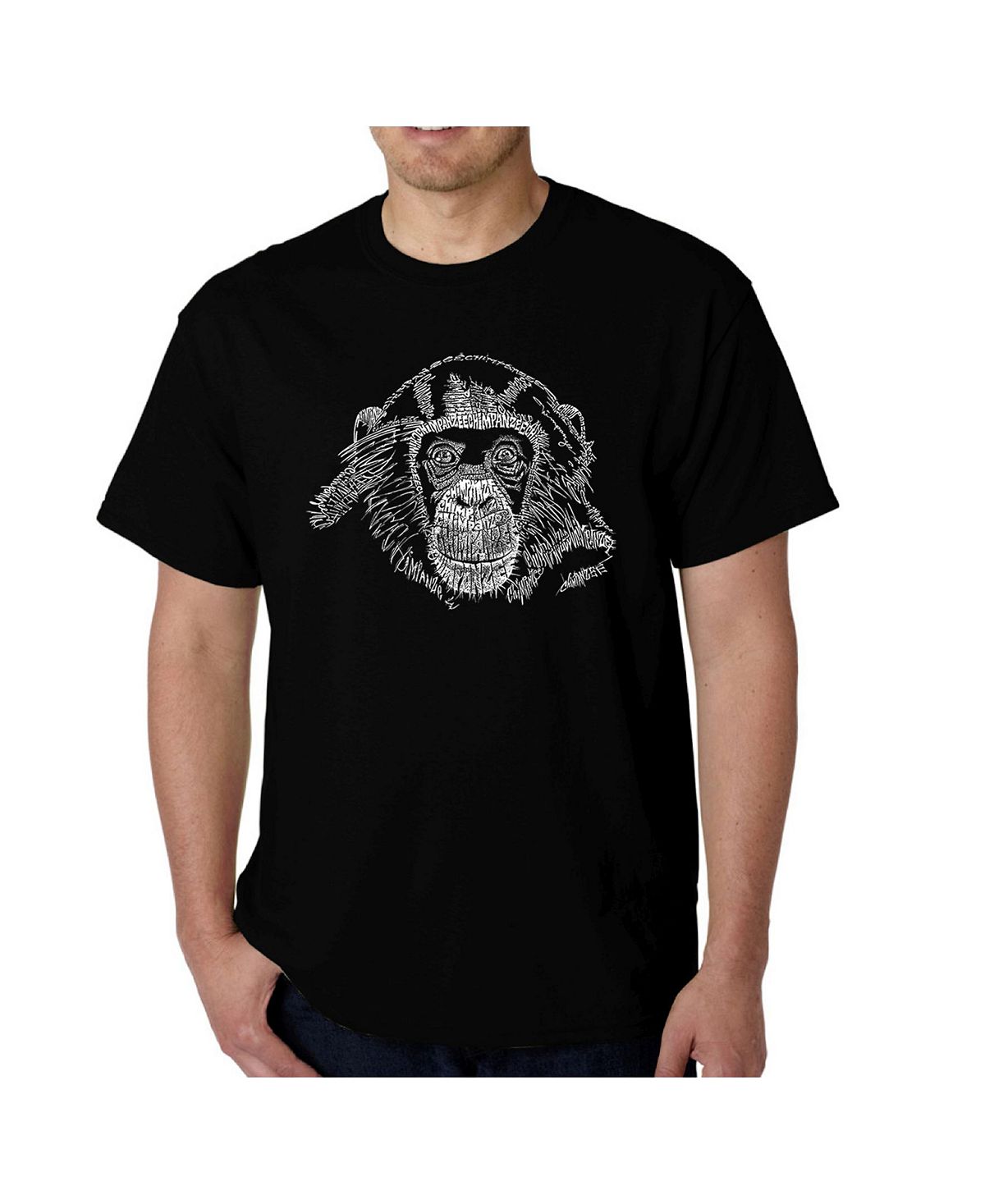 Мужская word art - футболка с изображением шимпанзе LA Pop Art, черный мужская футболка с изображением головы тираннозавра word art la pop art черный